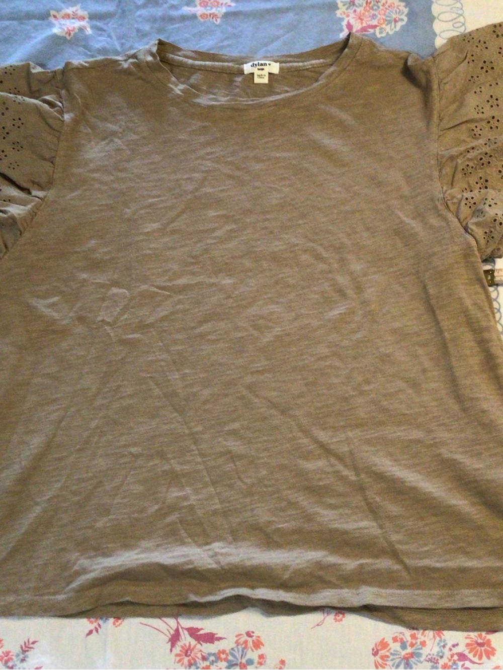 dylan Taupe Eyelet Sleeve T-Shirt